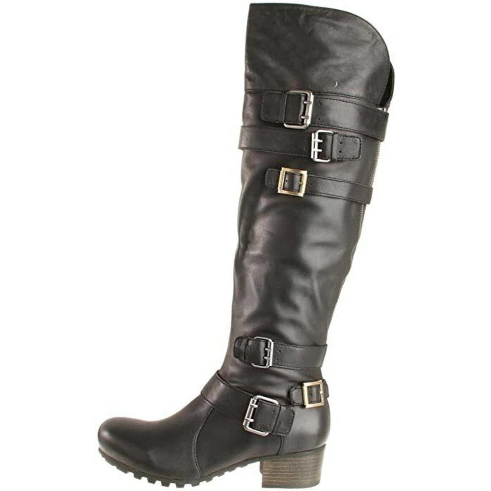 Black Leather Bacio 61 Motorcycle Harness Buckle Boots 8 NEW $295